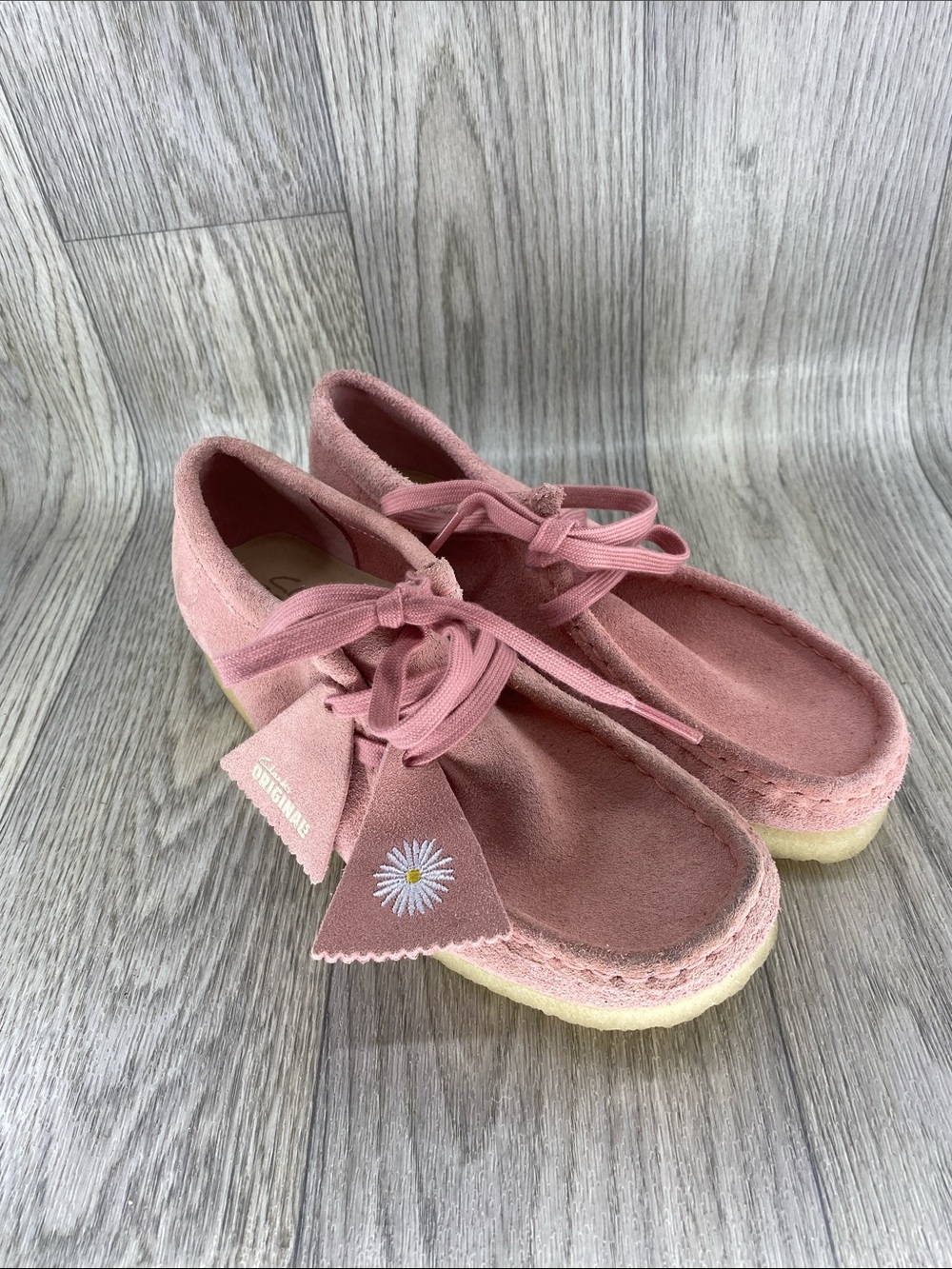 Clarks Pink Suede Wallabee-Style Moccasin Shoes